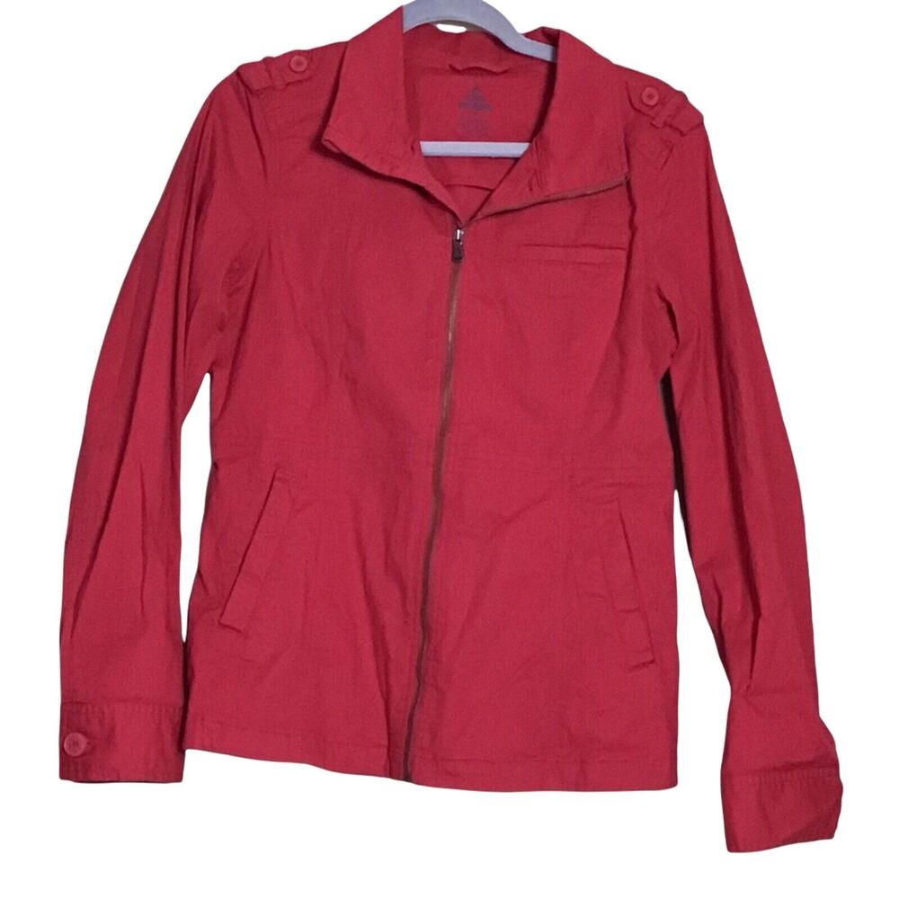 Prana Mayve Red cotton twill full-zip utility jacket Size Med. Activewear  yoga